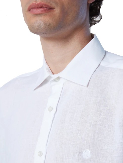 N|S Camicia a maniche corte in lino white - Camicie Uomo