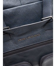 PIQUADRO LINE Borsone a spalla in pelle blu - Borsoni - 4