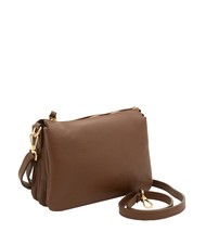 LESAC SIMONA Borsa a tracolla tris pelle dollaro bruciato - Borse Donna - 2