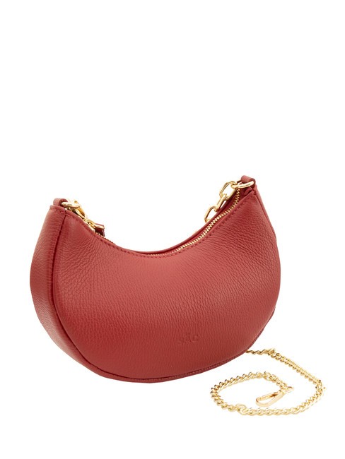 GIUDITTA Borsa hobo in pelle con manico catena rosso - Borse Donna