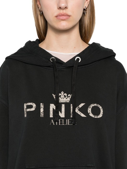 BASSANI Felpa con cappuccio nero limousine - Felpe Donna