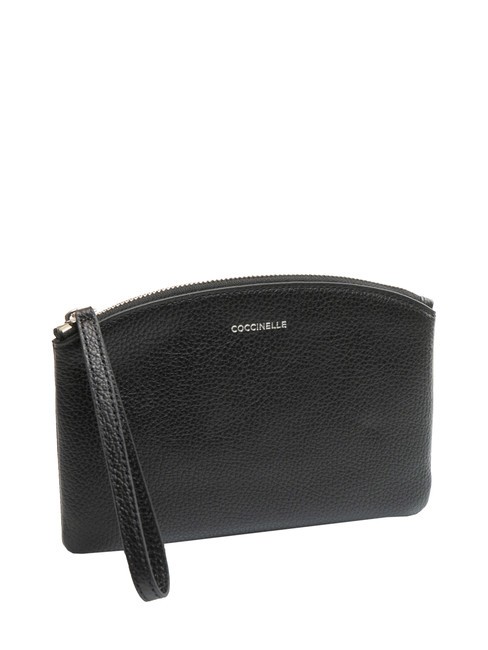 ROUNDED ENVELOPE Pochette in pelle con polsierina Nero - Borse Donna