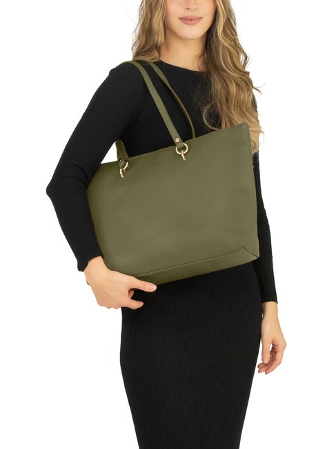 VIOLA  Shopping Bag in pelle oliva - Borse Donna