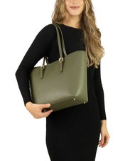 LESAC CHIARA Borsa shopper in pelle dollaro oliva - Borse Donna - 5