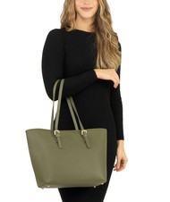 LESAC CHIARA Borsa shopper in pelle dollaro oliva - Borse Donna - 4