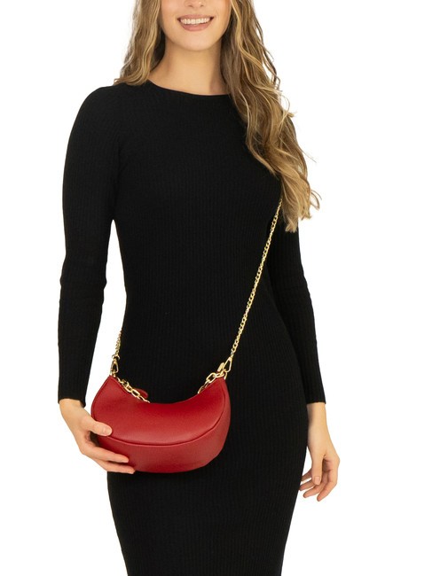 GIUDITTA Borsa hobo in pelle con manico catena rosso - Borse Donna