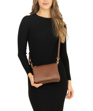 LESAC SIMONA Borsa a tracolla tris pelle dollaro bruciato - Borse Donna - 4