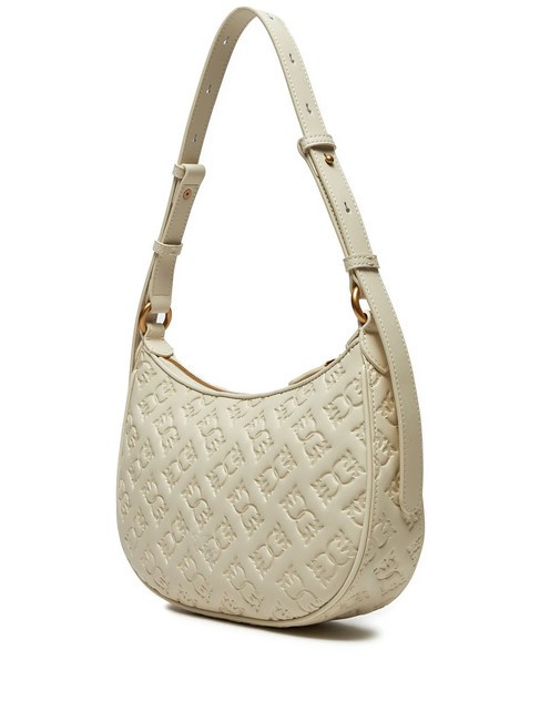 HALF MOON MINI  Borsa a spalla, in pelle bianco seta-antique gold - Borse Donna