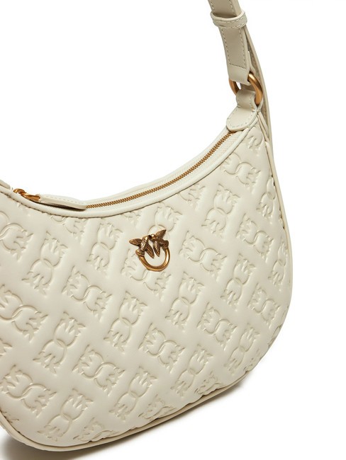 HALF MOON MINI  Borsa a spalla, in pelle bianco seta-antique gold - Borse Donna