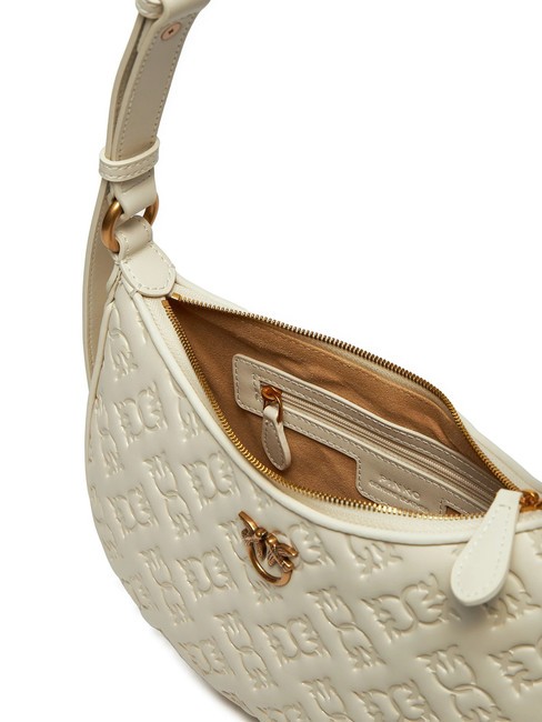 HALF MOON MINI  Borsa a spalla, in pelle bianco seta-antique gold - Borse Donna