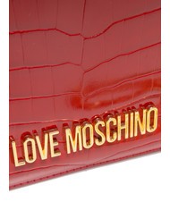 LOVE MOSCHINO SHINY CROCO Pochette con tracollina metallica ROSSO - Borse Donna - 3