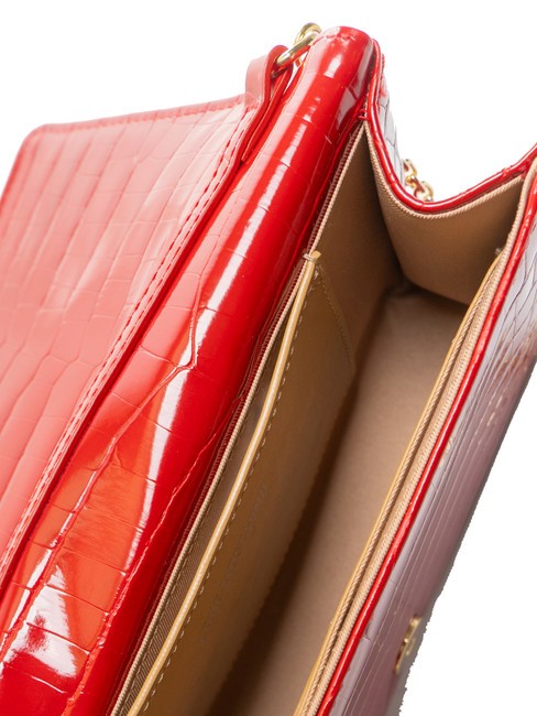 SHINY CROCO Pochette con tracollina metallica ROSSO - Borse Donna