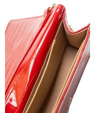 LOVE MOSCHINO SHINY CROCO Pochette con tracollina metallica ROSSO - Borse Donna - 4