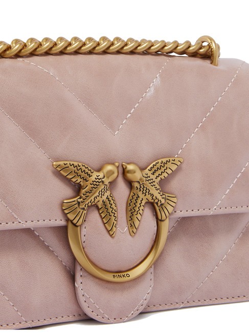 LOVE ONE MINI Borsa mini in pelle crosta cipria-antique gold - Borse Donna