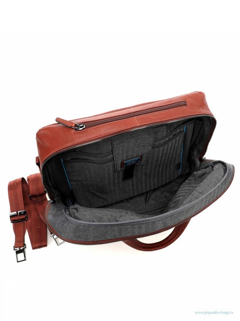 CAMPIONARIO - BLACK SQUARE Trolley Pilota porta PC 15,6", in pelle CUOIO - Trolley Pilota