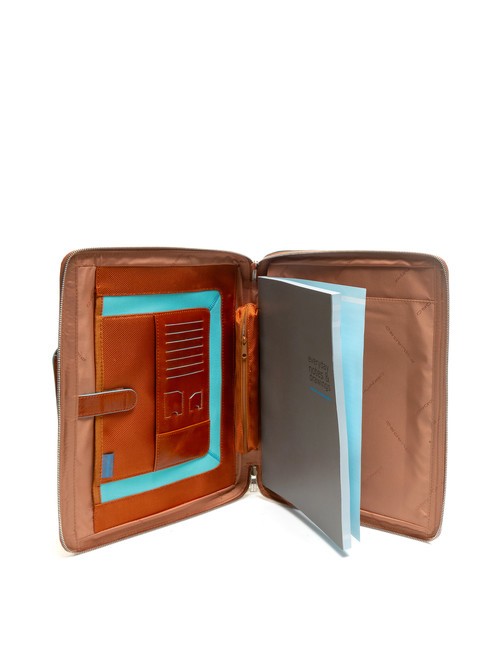 CAMPIONARIO - BLUE SQUARE Portablocco A4 in pelle con manici ARANCIO - Porta tablet & Organizer