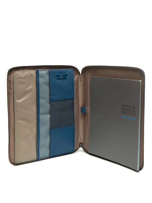 CAMPIONARIO - SIGNO Portablocco A4 in pelle e tessuto avio - Porta tablet & Organizer