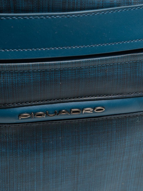 CAMPIONARIO - SIGNO Borsone in tessuto fiammato e pelle avio - Borsoni