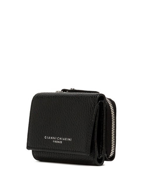 WALLETS GRAIN Portafoglio piccolo in pelle martellata Nero - Portafogli Donna