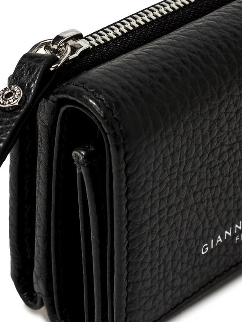 WALLETS GRAIN Portafoglio piccolo in pelle martellata Nero - Portafogli Donna