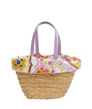 YNOT JAVA Borsa da mare media in paglia purple - Borse Donna - 4