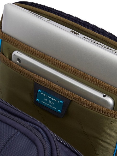 BRIEF 2 Zaino borsone in pelle e tessuto blu - Zaini da lavoro porta PC