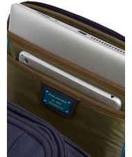 PIQUADRO BRIEF 2 Zaino borsone in pelle e tessuto blu - Zaini da lavoro porta PC - 5