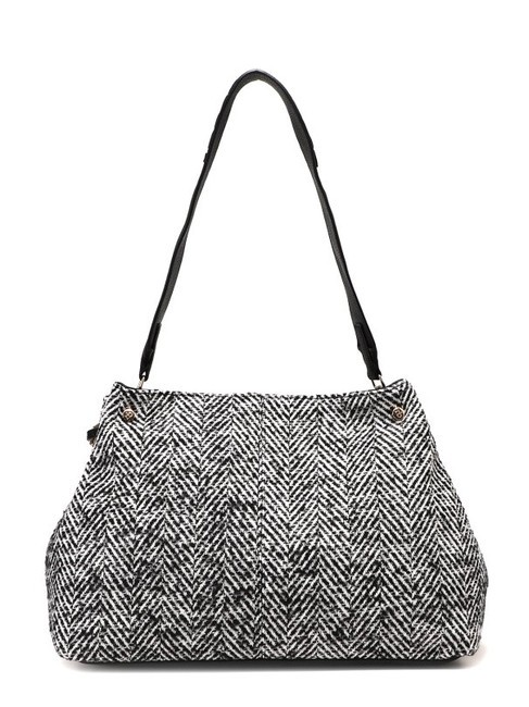 ADELE Borsa in tessuto spigato con tracolla black wool - Borse Donna