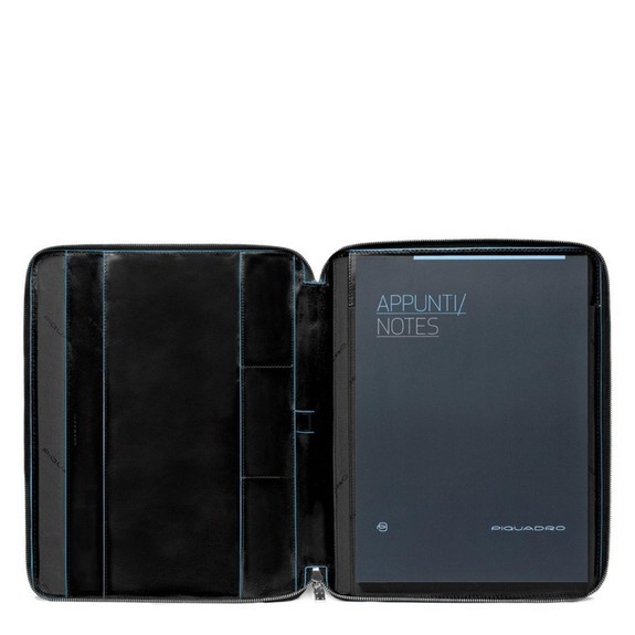 BLUE SQUARE Portablocco sottile in pelle formato A4 Nero - Porta tablet & Organizer