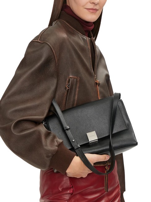 CK PLAQUE Borsa media a spalla pvh black - Borse Donna