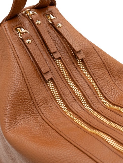 TRIO  Zaino sacca in pelle martellata cuoio25 - Borse Donna