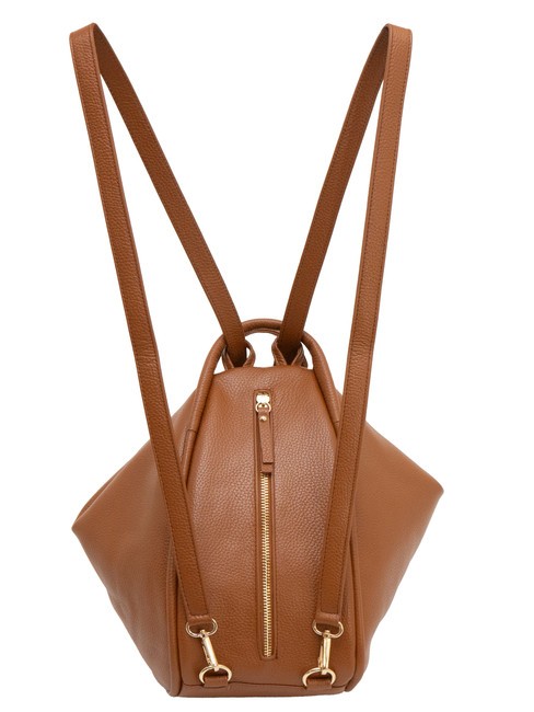 TRIO  Zaino sacca in pelle martellata cuoio25 - Borse Donna