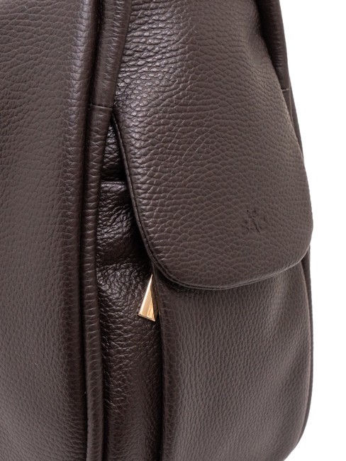 TRIO  Zaino sacca in pelle martellata caffe25 - Borse Donna