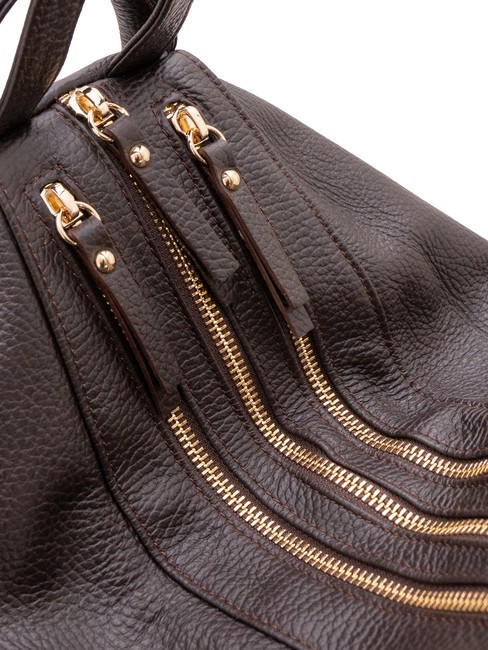 TRIO  Zaino sacca in pelle martellata caffe25 - Borse Donna