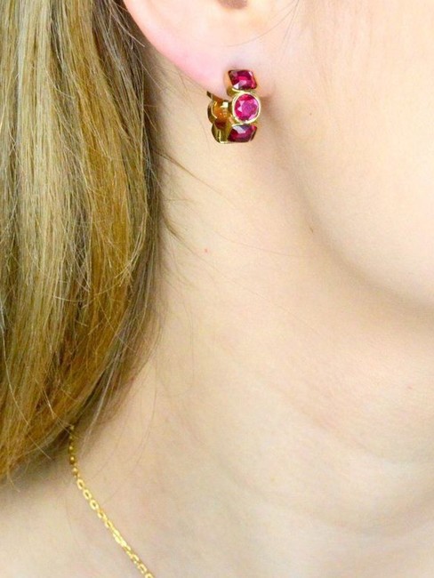 CRAZY EARRINGS Orecchini geometrici yellow gold/fuchsia - Orecchini