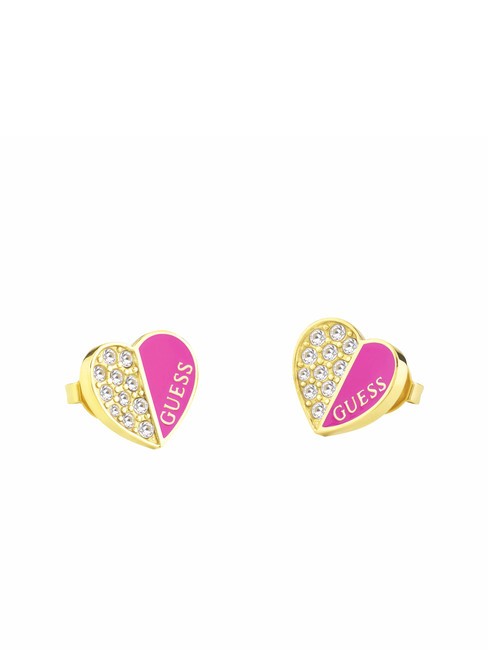 LOVELY GUESS Orecchini a cuore con cristalli yellow gold/fuchsia - Orecchini