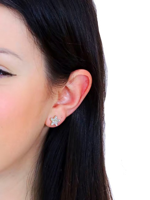 STUDS PARTY Orecchini a stella con cristalli yellow gold - Orecchini