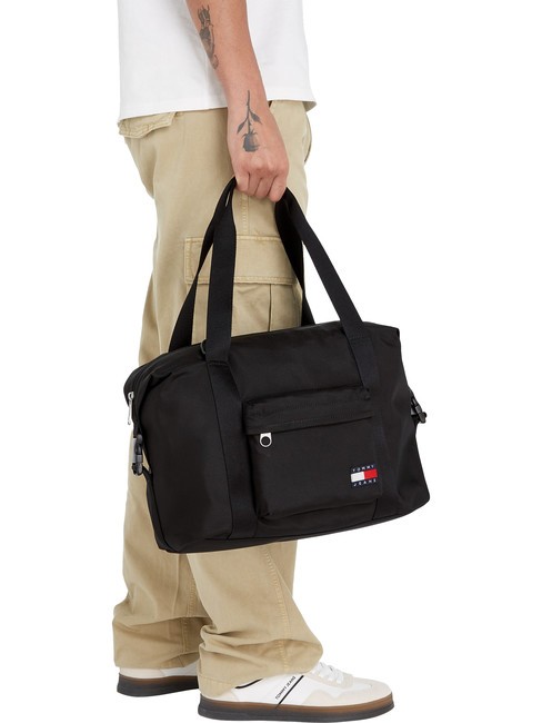 TOMMY JEANS ESSENTIAL DAILY  Borsoncino weekender con tracolla black - Borsoni