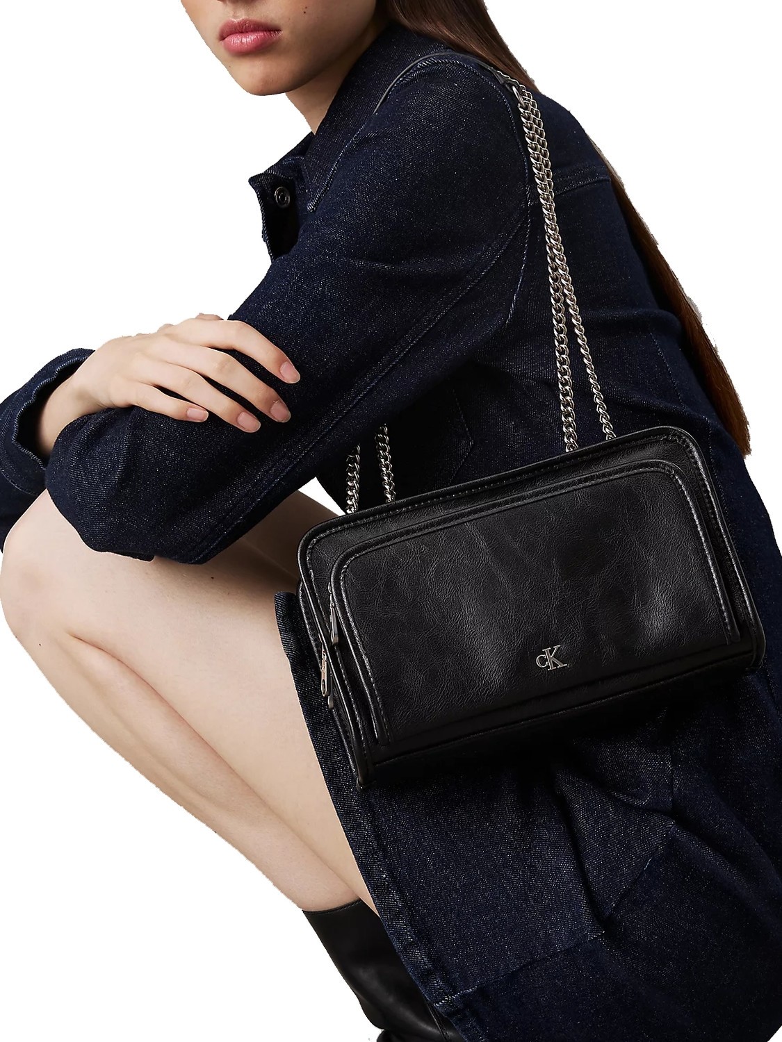 Calvin Klein Utility Borsa Piccola Tracolla Metallo Pvh Black