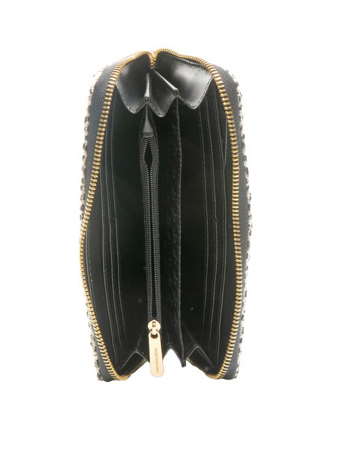 ADELE Portafoglio grande zip around black wool - Portafogli Donna