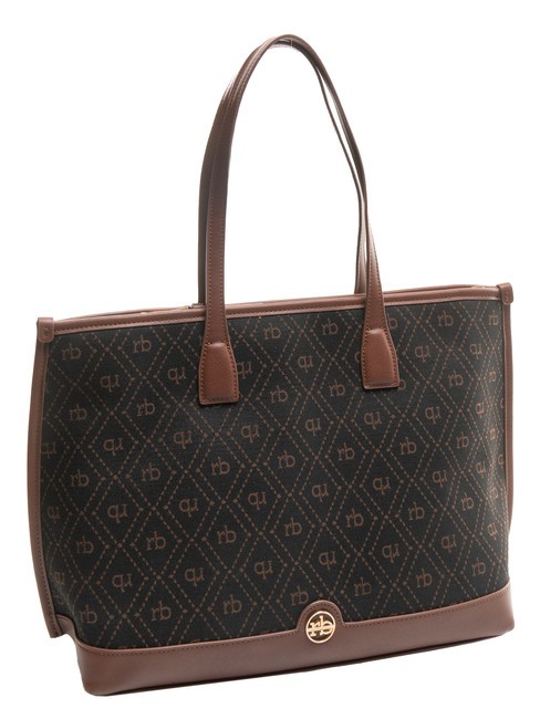 FRIDA Borsa shopping in tessuto jacquard cioccolato - Borse Donna