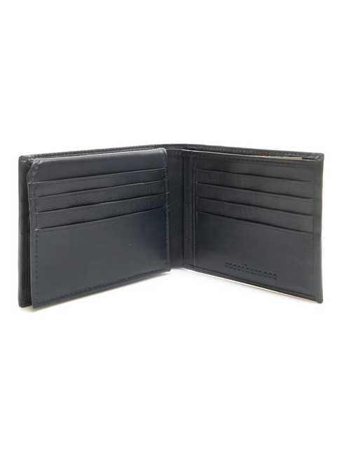 ROUND Portafoglio in pelle con flap blu - Portafogli Uomo