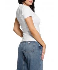 GUESS SS CN SHINY TRIANGLE  T-Shirt in cotone purwhite - T-shirt e Top Donna - 2