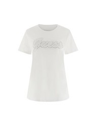 GUESS SS SCRIPT LACE LOGO EASY  T-Shirt in cotone purwhite - T-shirt e Top Donna - 4