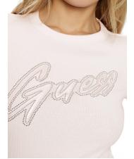 GUESS SS CN RIB LOGO T-shirt a maniche corte low key pink - T-shirt e Top Donna - 3