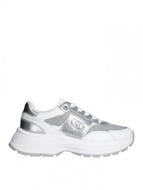 EVA 02 Sneakers in pelle e lurex white/silver - Scarpe Donna