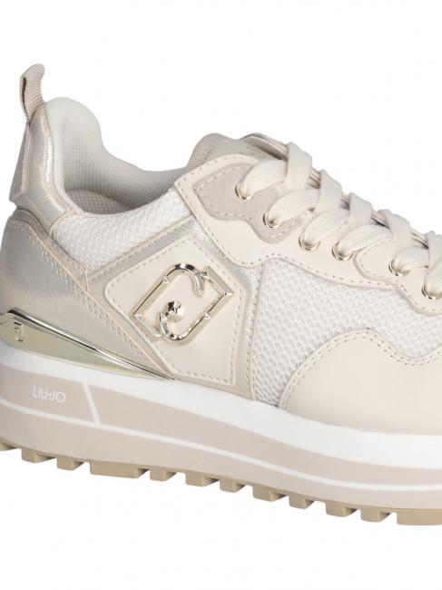 MAXI WONDER 01 Sneakers platform in pelle e mesh ivory - Scarpe Donna