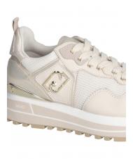 LIUJO MAXI WONDER 01 Sneakers platform in pelle e mesh ivory - Scarpe Donna - 5