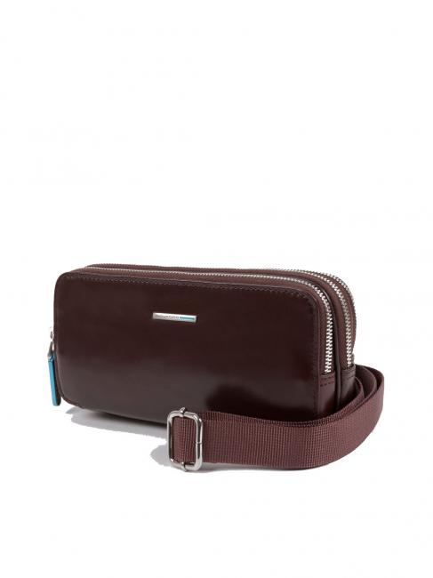 BLUE SQUARE Mini borsello in pelle 3 zip MOGANO - Porta tablet & Organizer