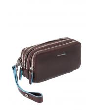 PIQUADRO BLUE SQUARE Mini borsello in pelle 3 zip MOGANO - Porta tablet & Organizer - 3